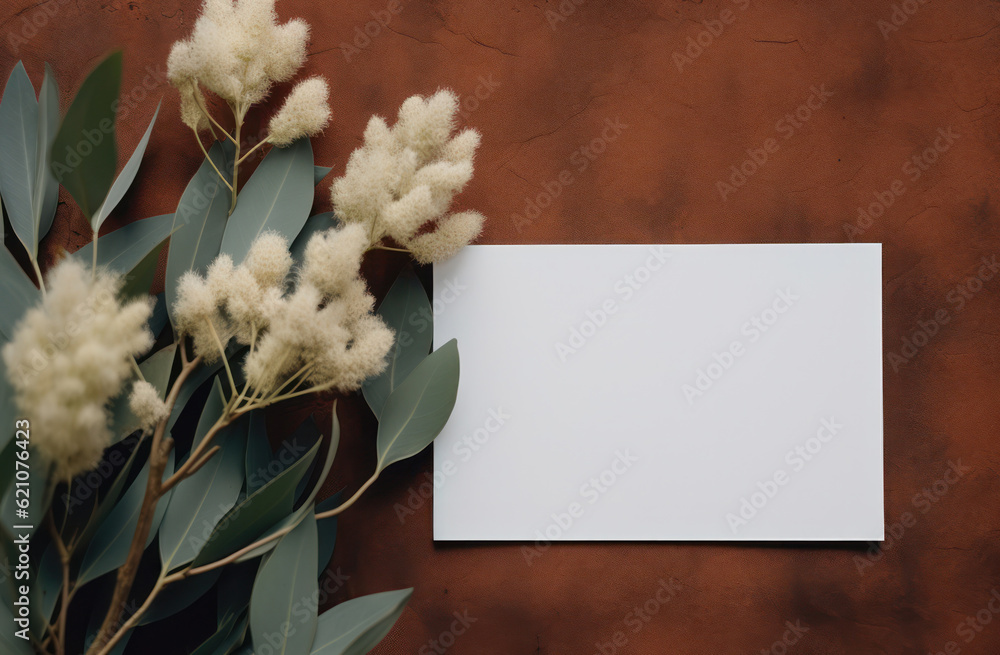 Empty note card natural background. Illustration AI Generative.