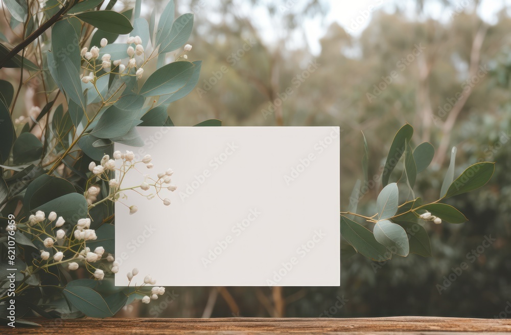 Empty note card natural background. Illustration AI Generative.