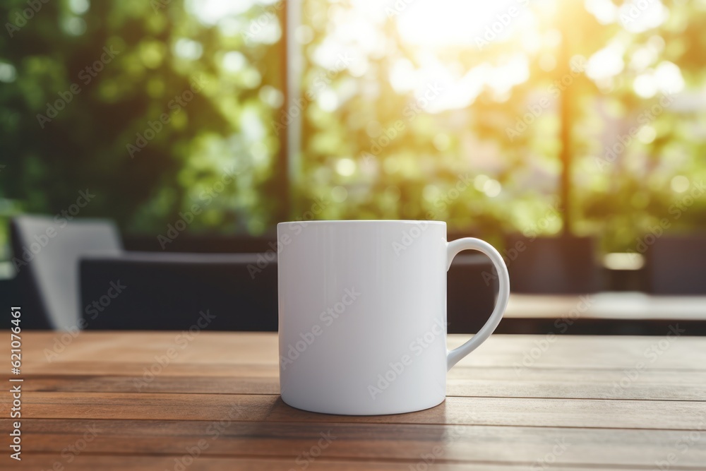 White mug mockup. Illustration AI Generative.