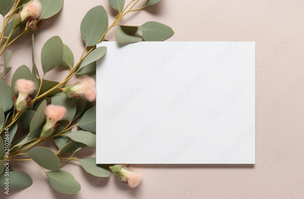 Empty note card natural background. Illustration AI Generative.