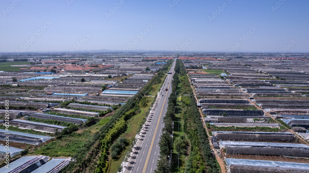 Aerial photo of the skyline of Shouguang vegetable greenhouse area