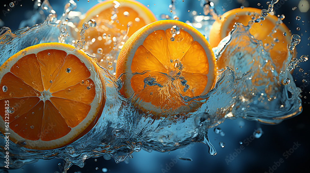 orange in water HD 8K wallpaper Stock Photographic Image