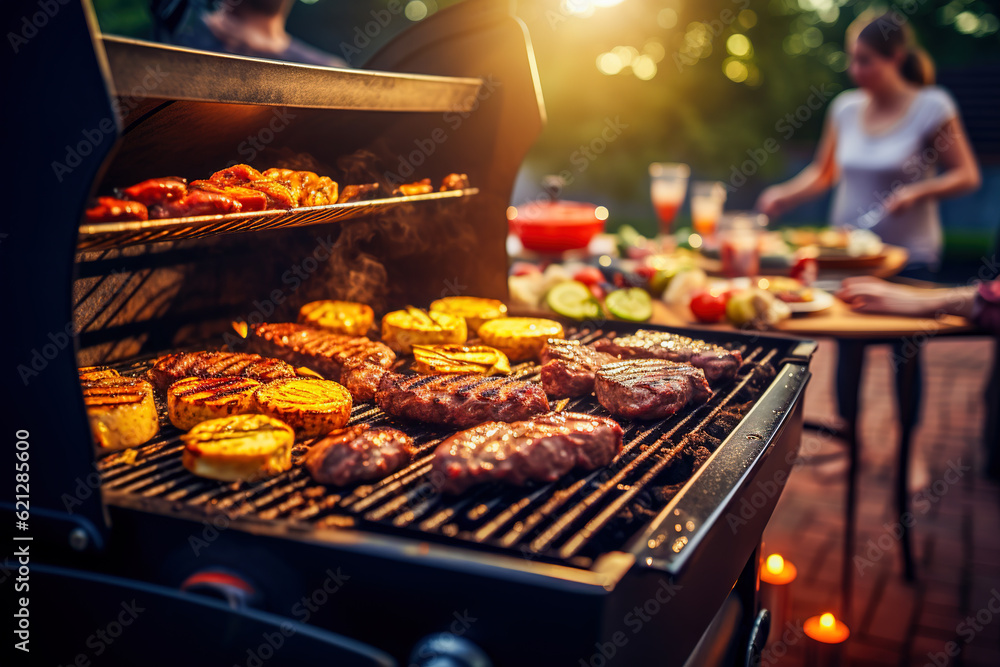 BBQ food party summer grilling meat in the afternoon of weekend happy party.