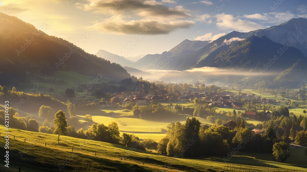 Brixen im Thale, Tirol, Austria Scenic View Of Mountains During Dawn, Generative AI