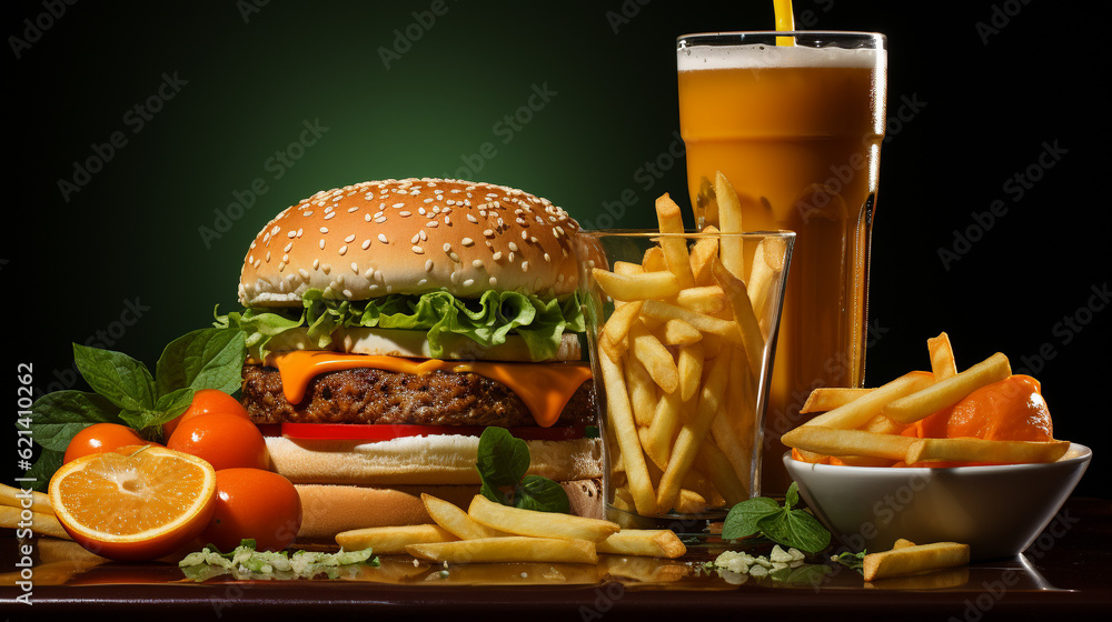 hamburger and cola  HD 8K wallpaper Stock Photographic Image