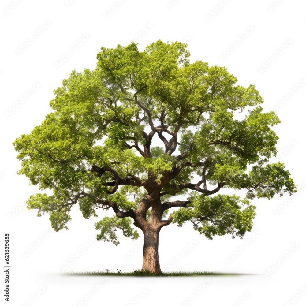 Oak tree isolated. Illustration AI Generative.