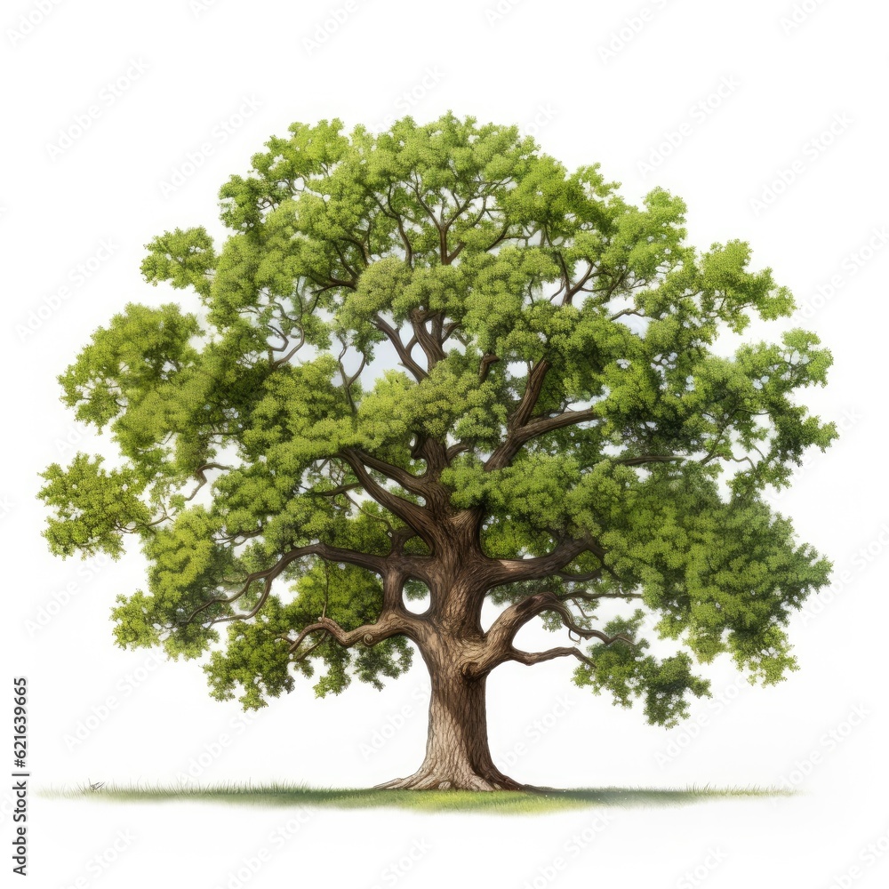 Oak tree isolated. Illustration AI Generative.