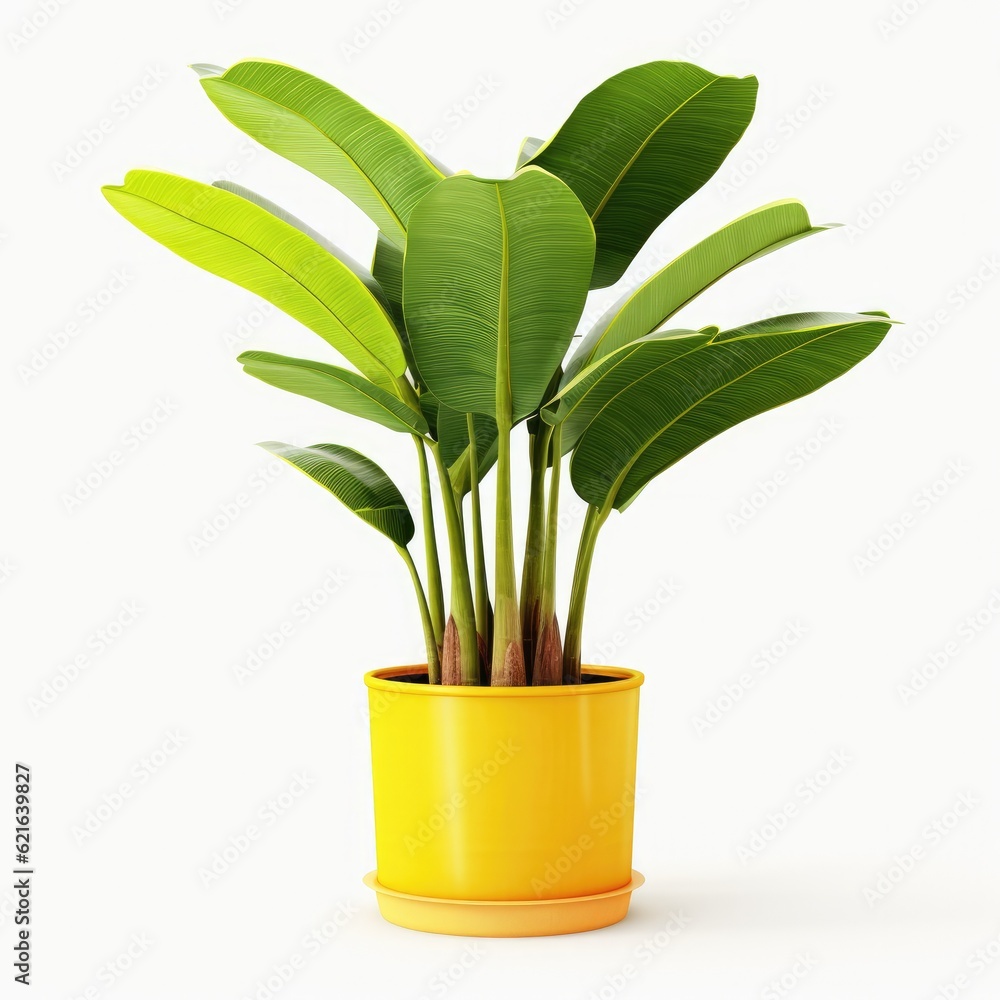 POtted banana plant isolated. Illustration AI Generative.