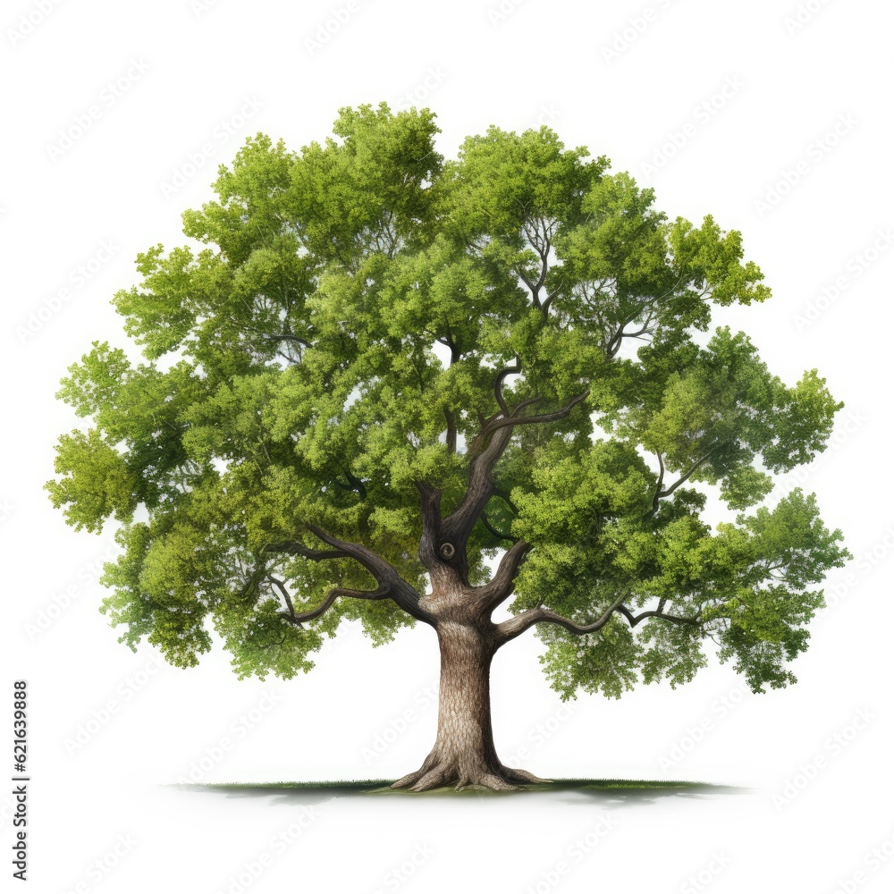 Oak tree isolated. Illustration AI Generative.