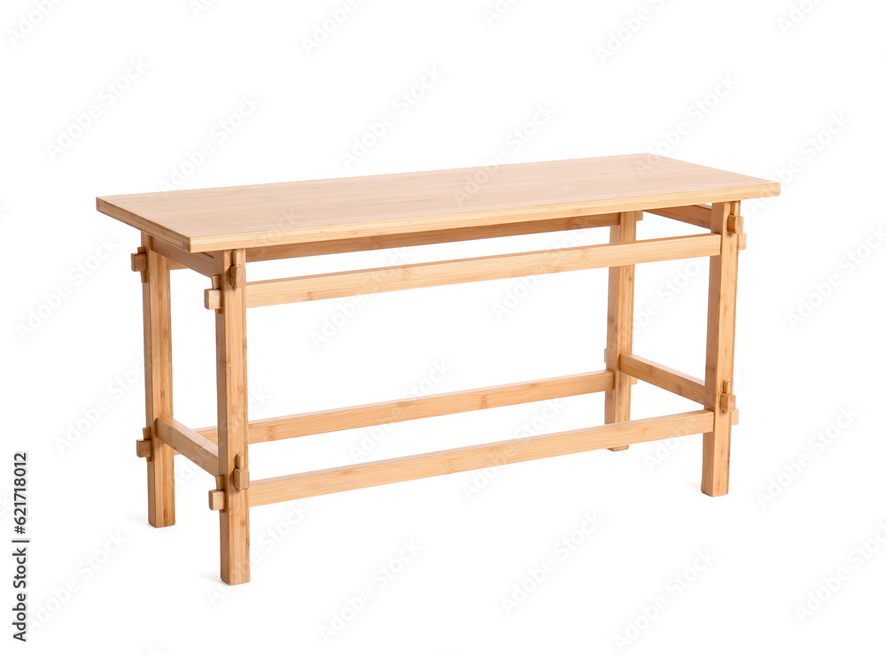 New wooden bench on white background