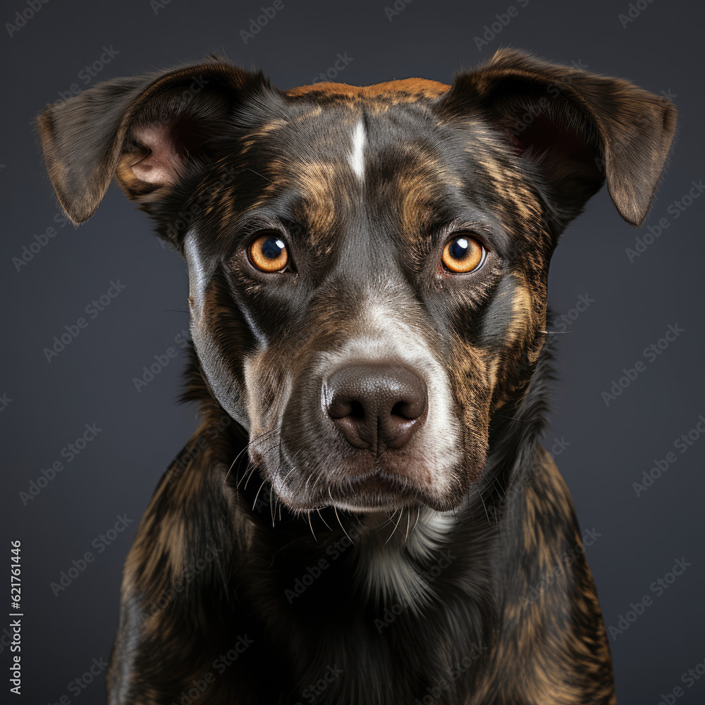 A Catahoula Leopard Dog (Canis lupus familiaris) with captivating dichromatic eyes.