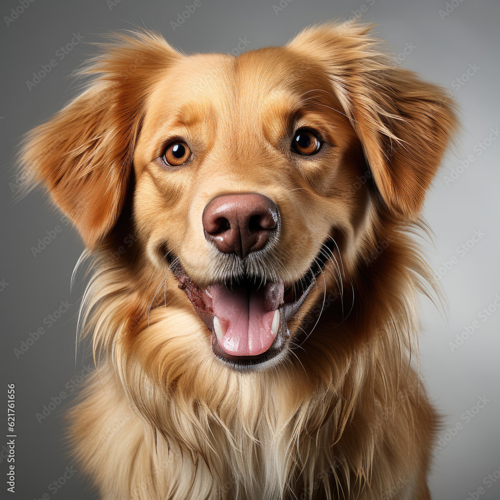 A Golden Retriever (Canis lupus familiaris) with charming dichromatic eyes.