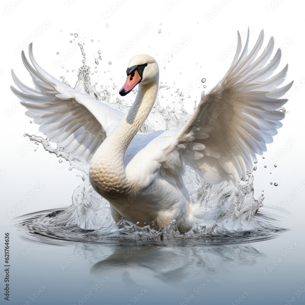 A graceful Swan (Cygnus olor) gliding on calm waters.