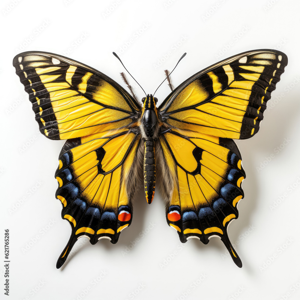 Top-down view of a Tiger Swallowtail Butterfly (Papilio glaucus).