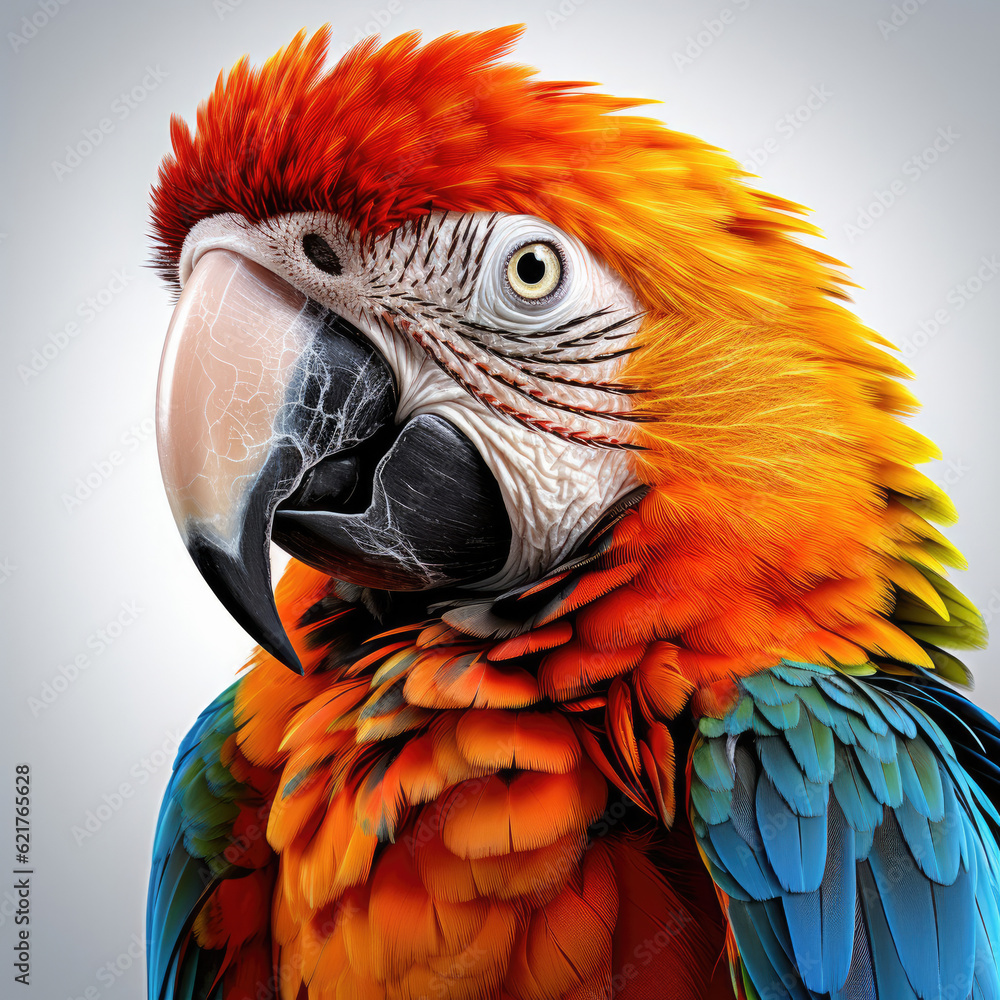 A Colorful Macaw (Ara macao) displaying its vibrant plumage.