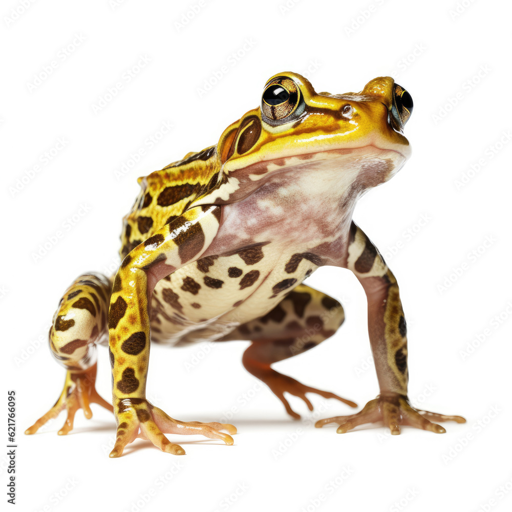 A lively Leopard Frog (Lithobates pipiens) ready to leap.