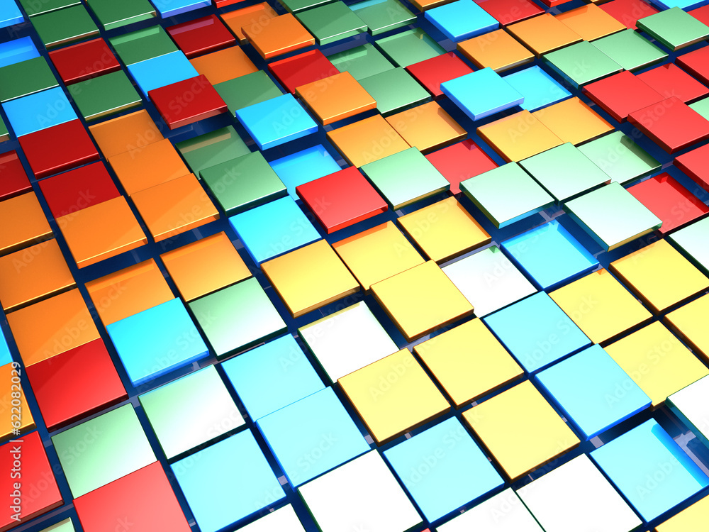 abstract 3d illustration of colorful tiles background