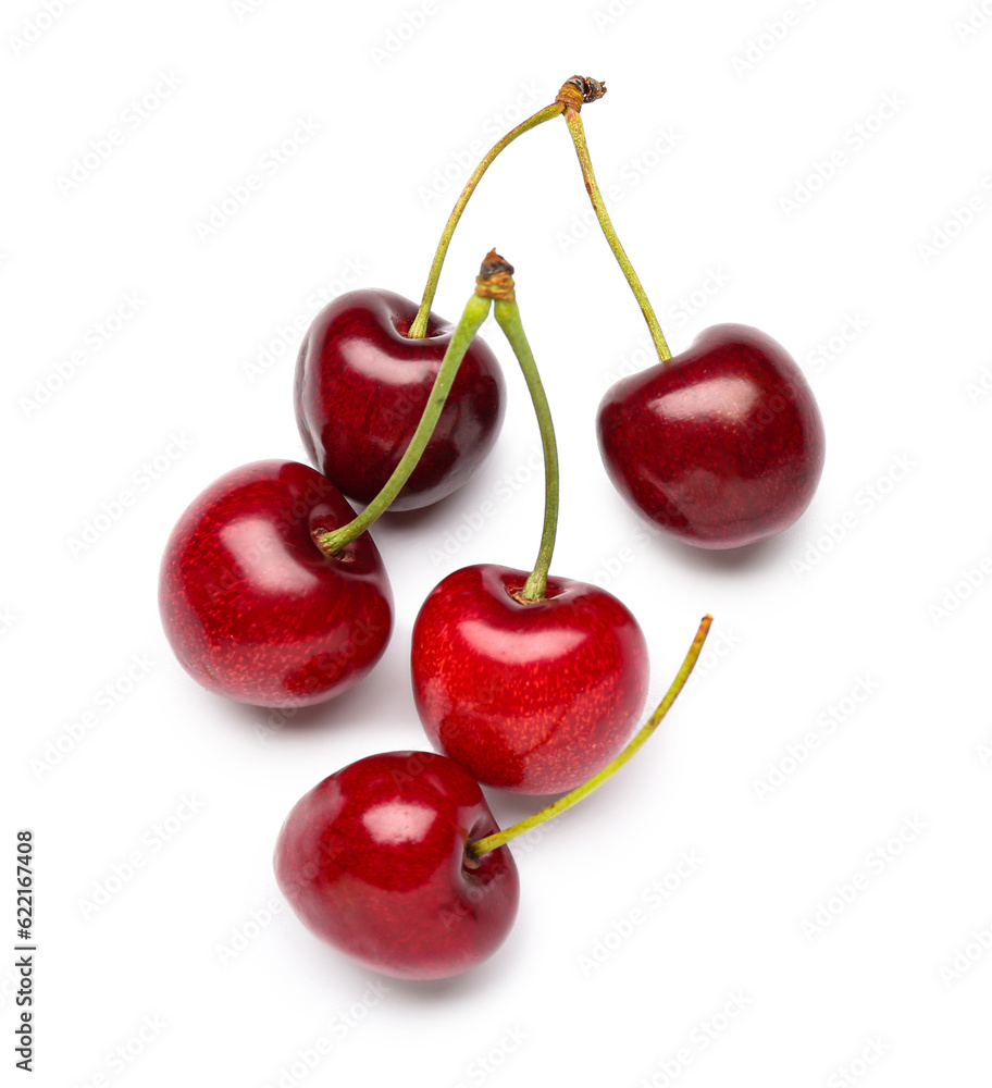 Sweet cherries on white background