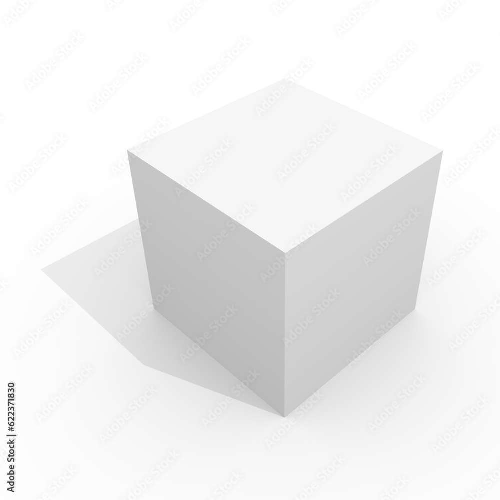 Blank box on white background. 3D rendering