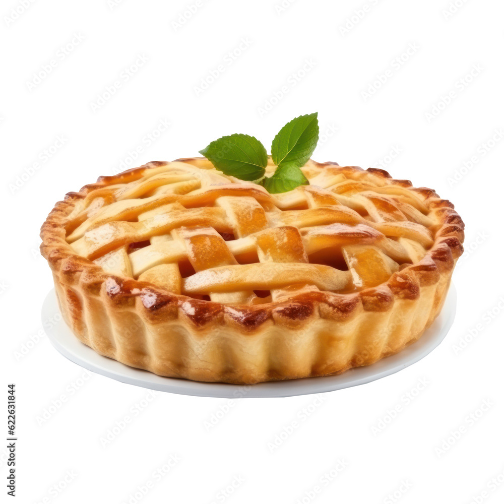 Apple pie isolated. Illustration AI Generative.