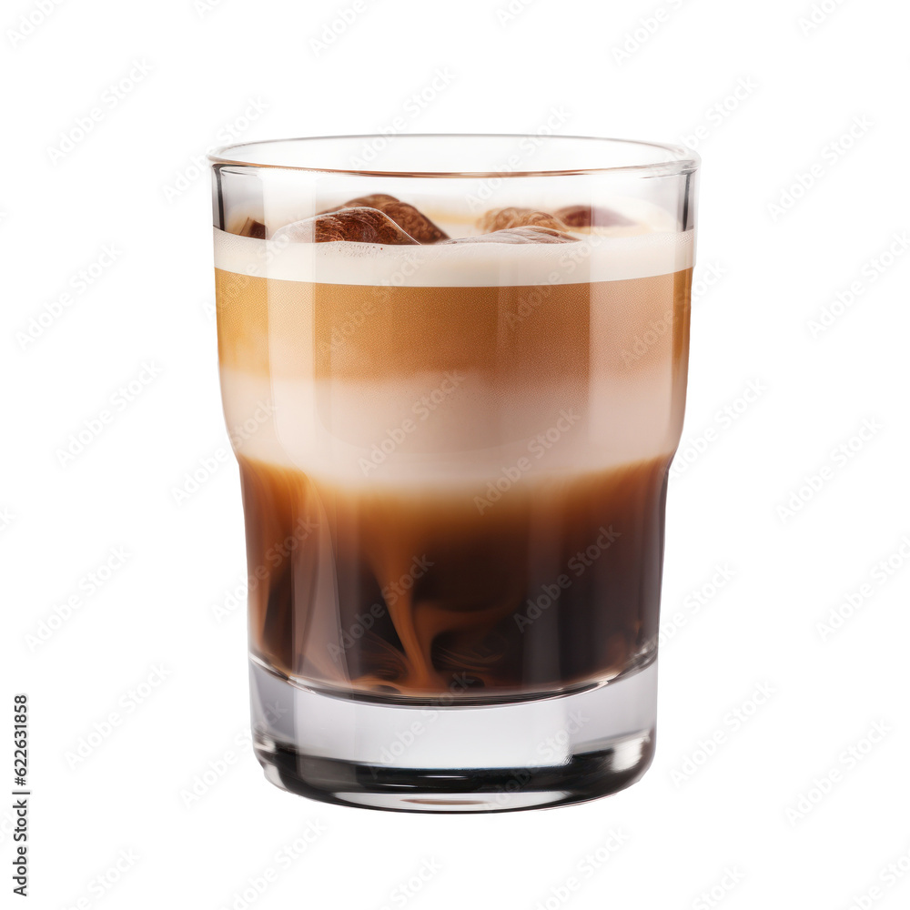 Glass of coffee isolated. Illustration AI Generative.