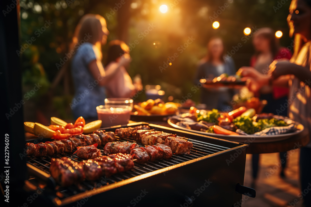 BBQ food party summer grilling meat in the afternoon of weekend happy party.	