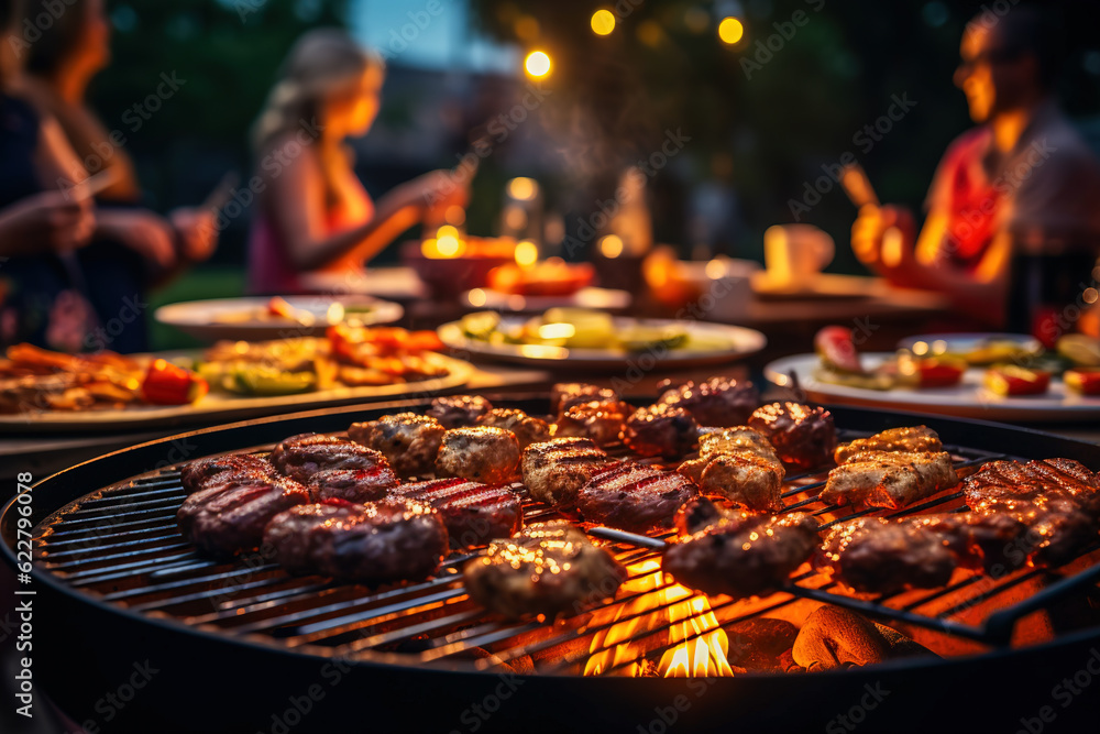 BBQ food party summer grilling meat in the afternoon of weekend happy party.	