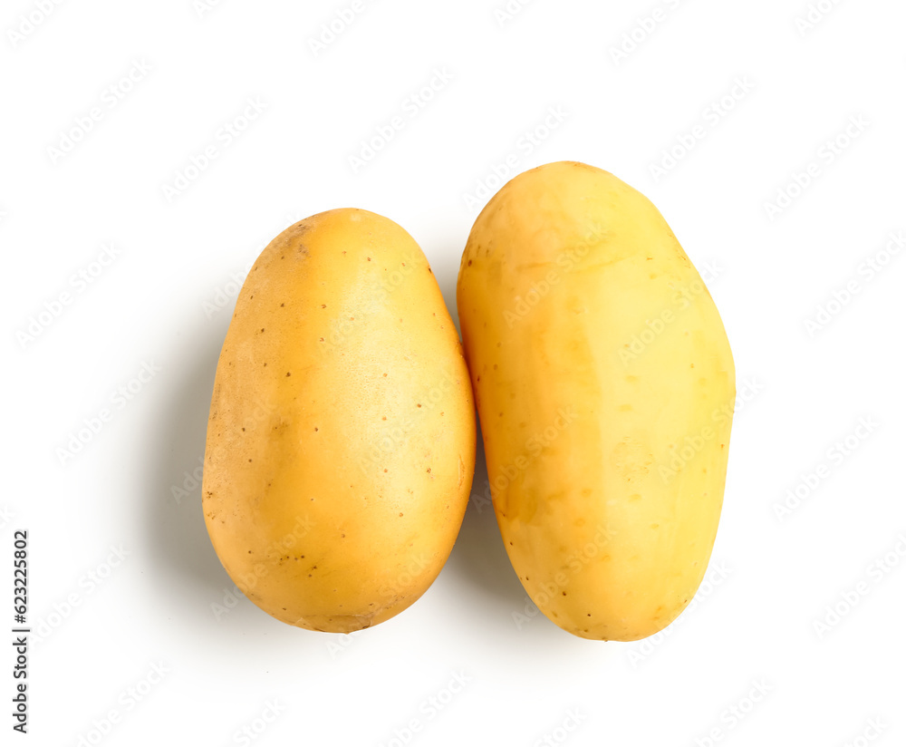 Raw potatoes isolated on white background