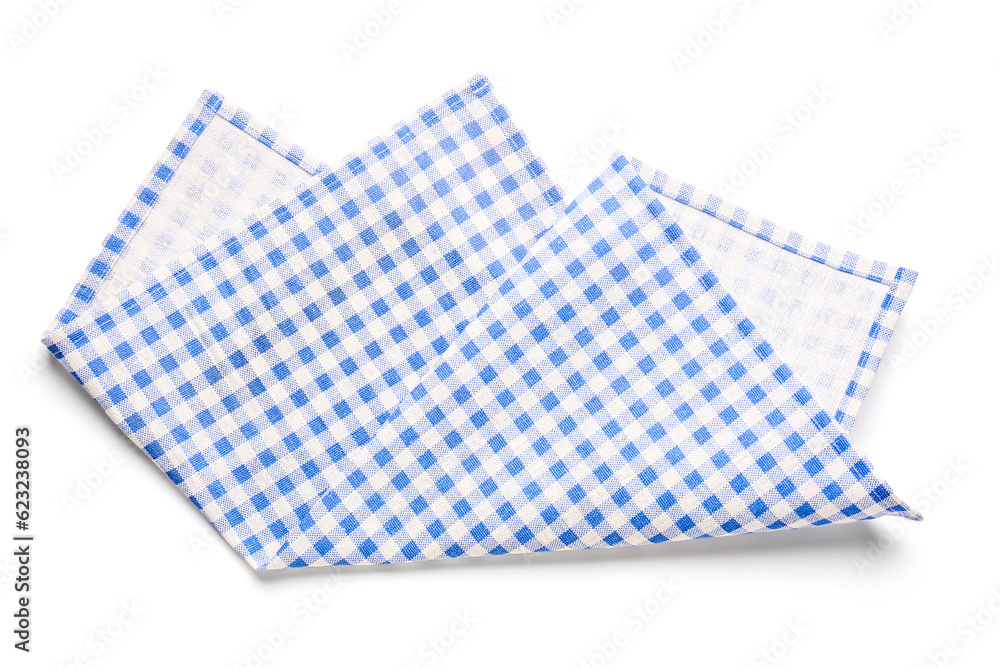 Checkered clean napkin on white background