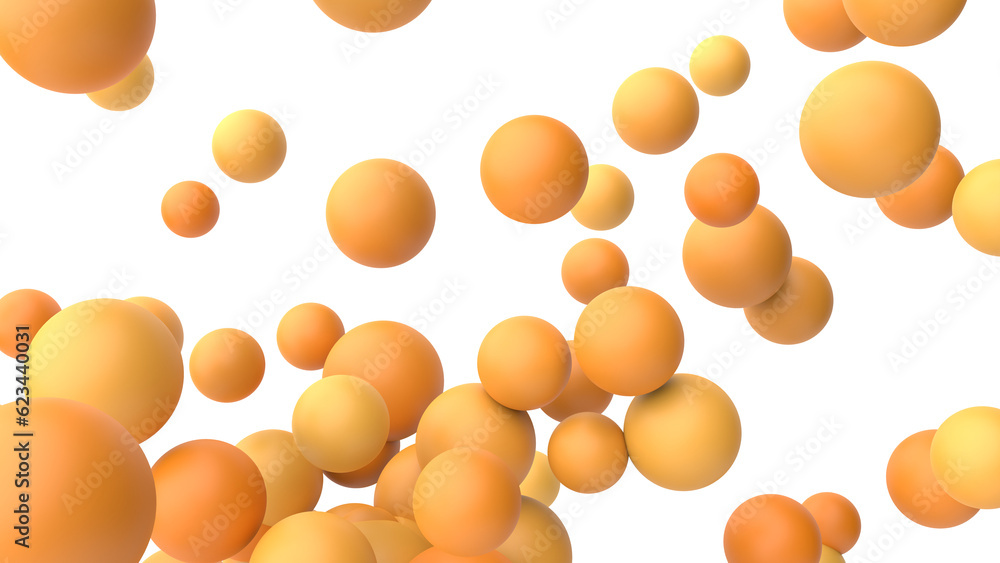 Yellow spheres, 3d render