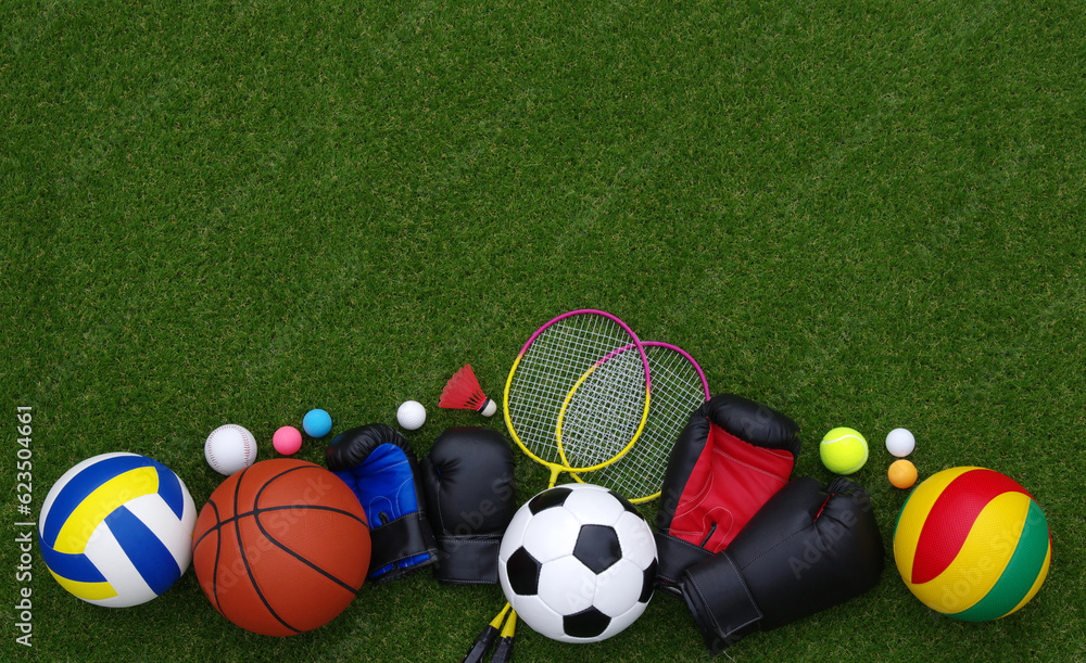 sport equipment on green grass