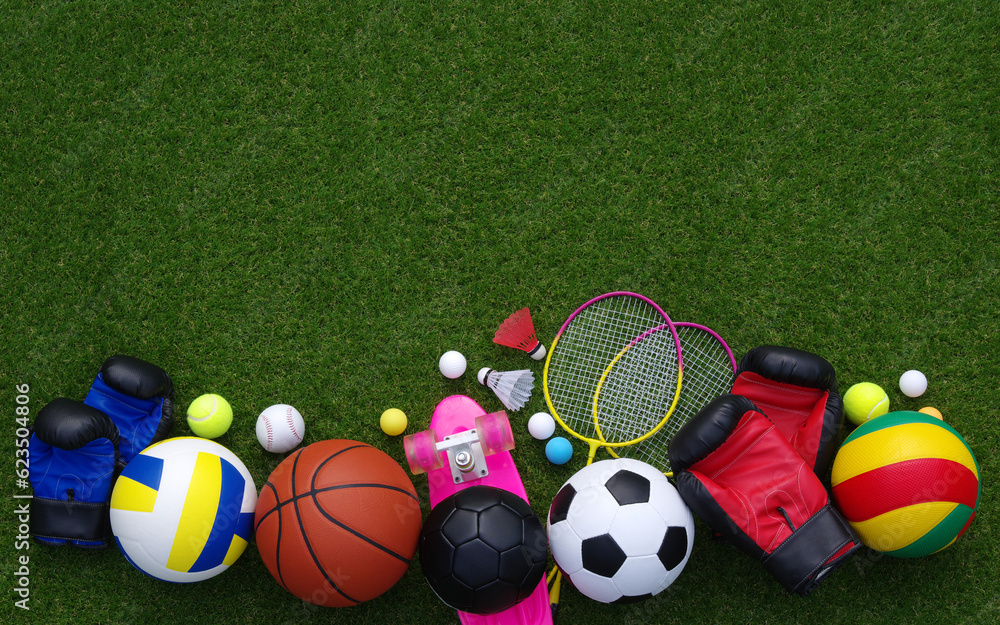 sport equipment on green grass