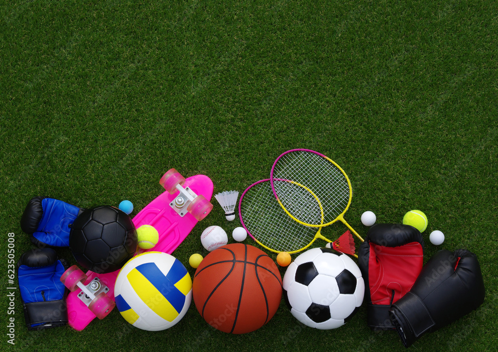 sport equipment on green grass