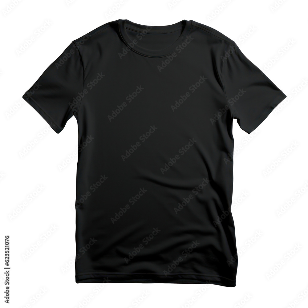 Black t-shirt isolated. Illustration AI Generative.