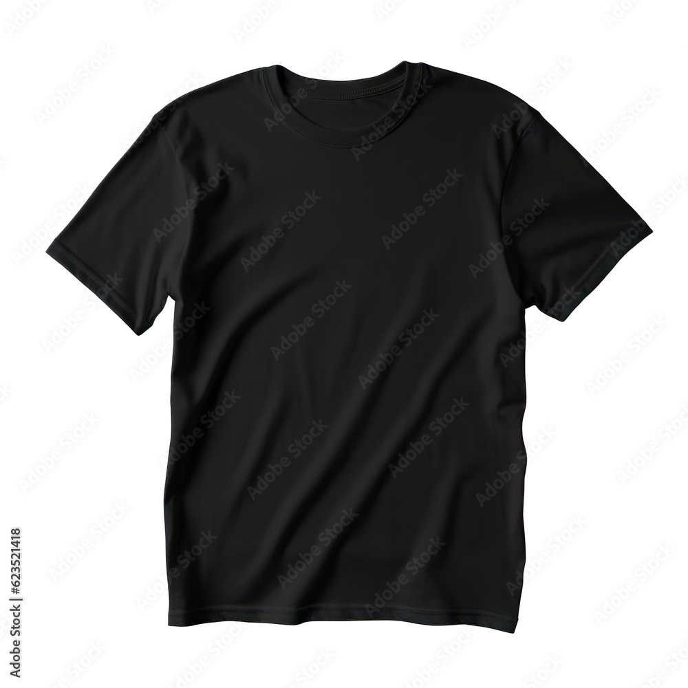 Black t-shirt isolated. Illustration AI Generative.