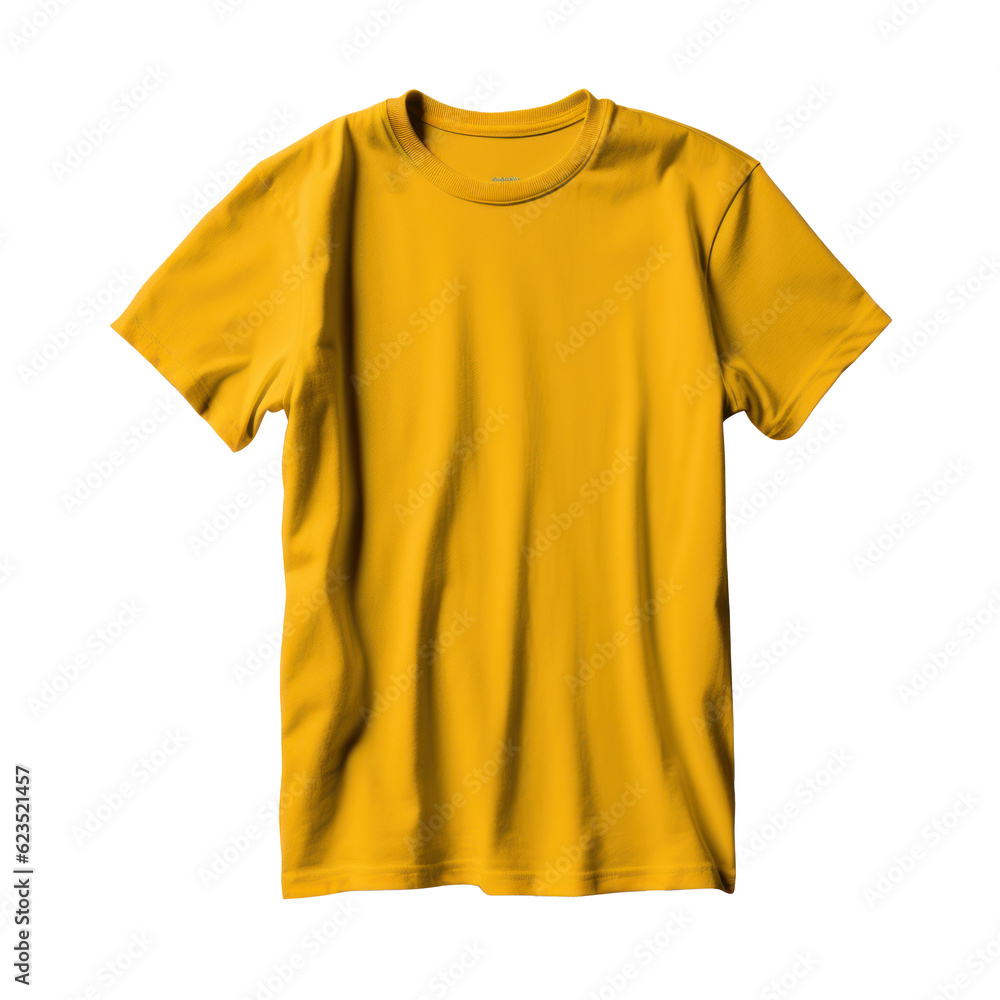 Yellow t-shirt mockup. Illustration AI Generative.