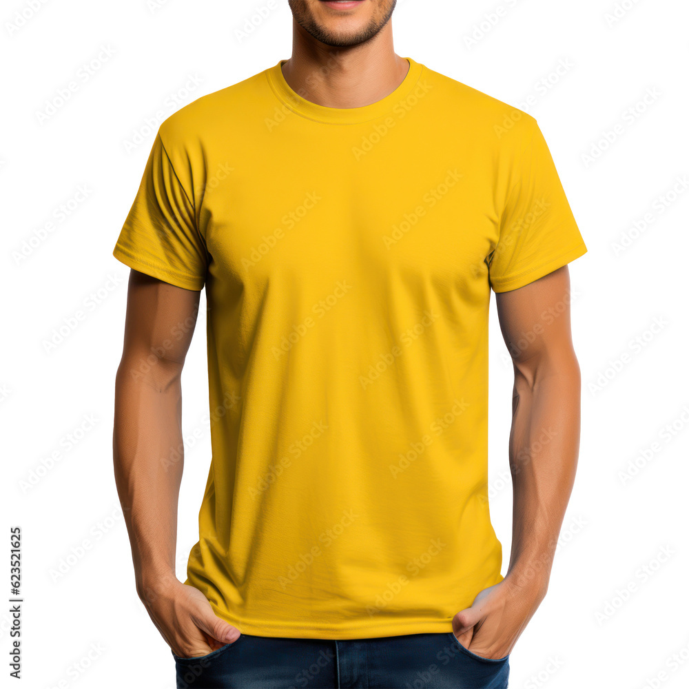 Yellow t-shirt mockup. Illustration AI Generative.