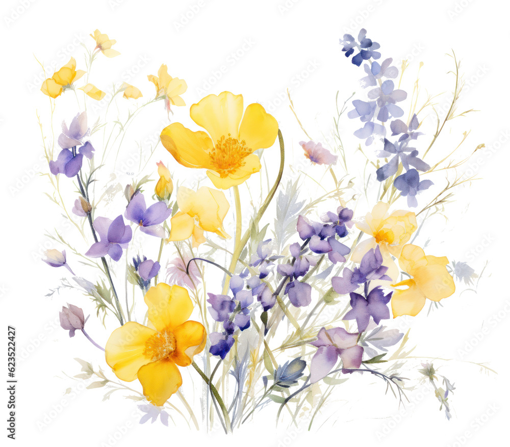 Watercolor floral background. Illustration AI Generative