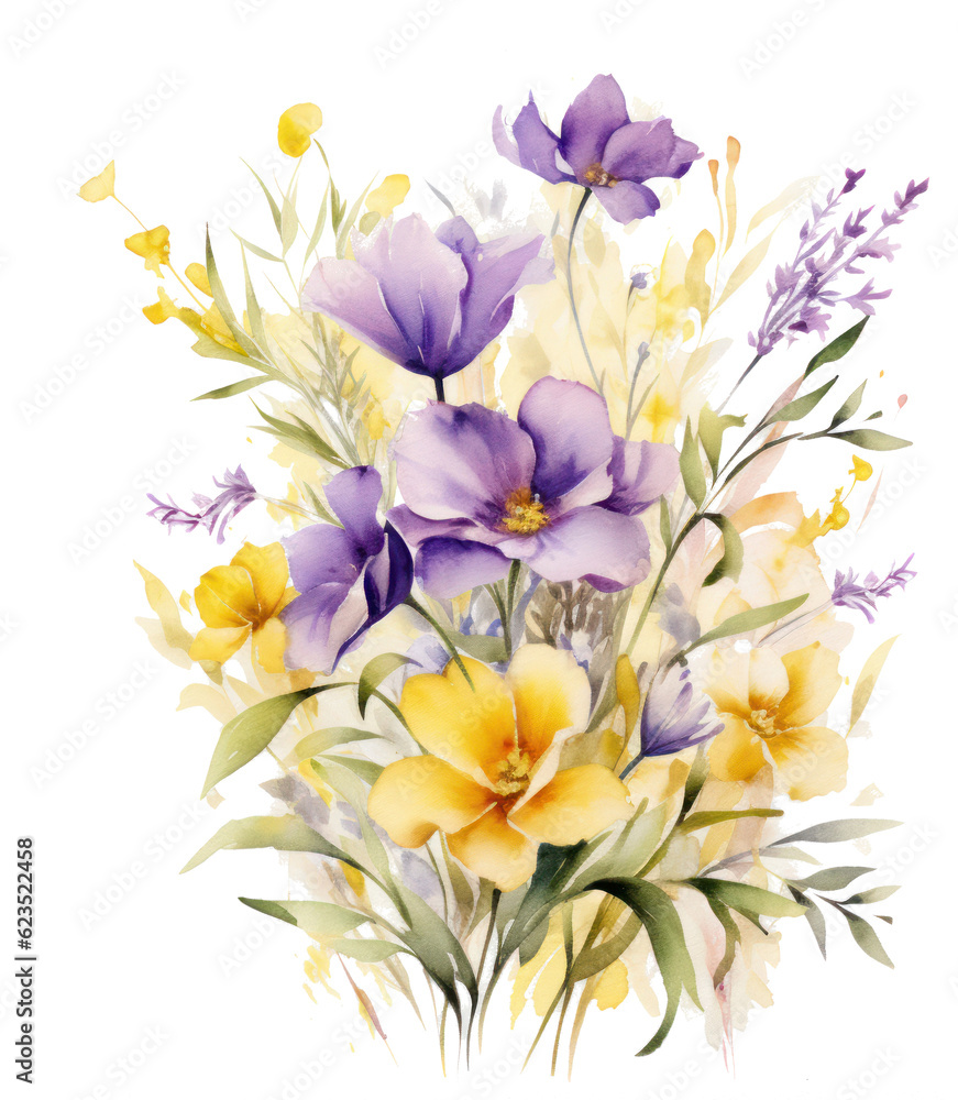 Watercolor floral background. Illustration AI Generative