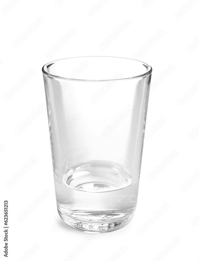 Glass with water on white background