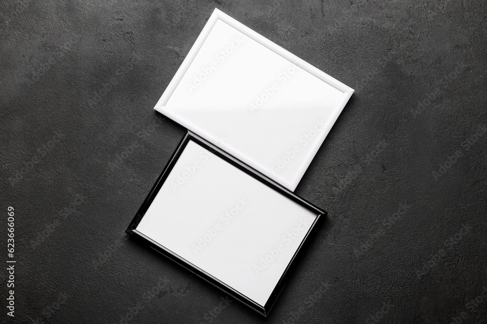 Blank photo frames on black background