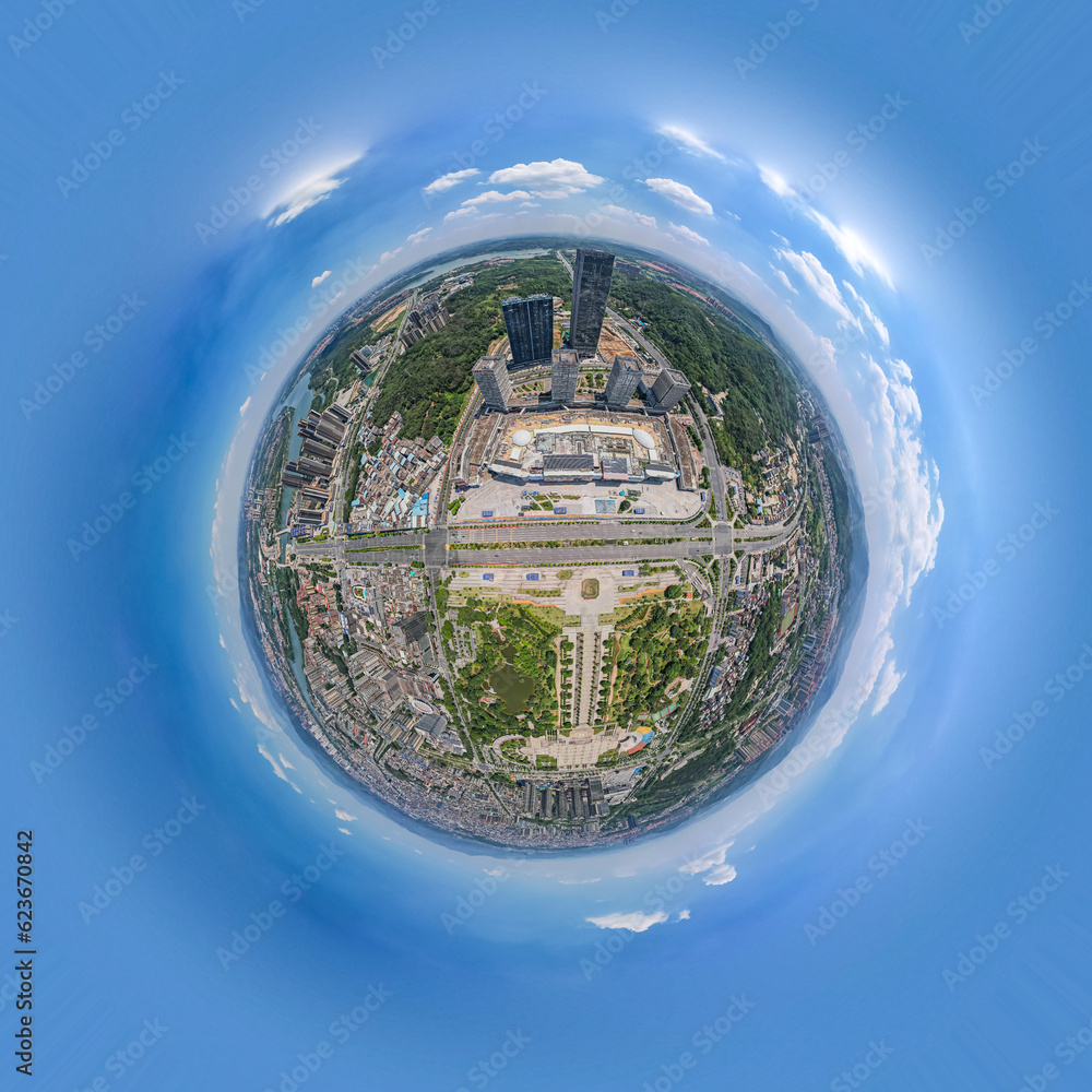 Planet panorama of Zengcheng Square, Guangzhou, China