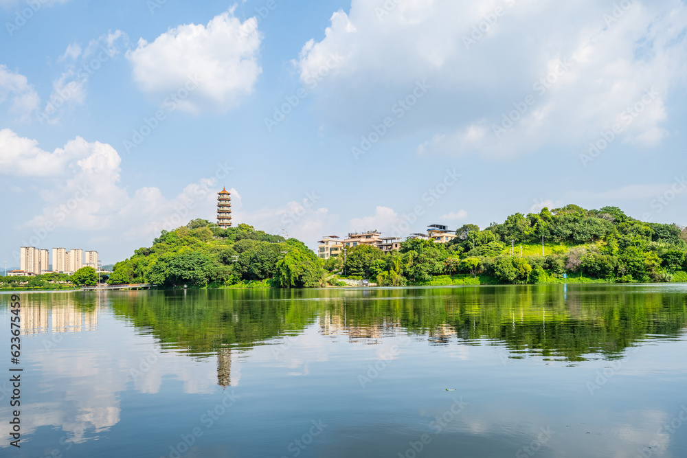 Scenery of Nanshan Ancient Pagoda in Zengcheng District, Guangzhou, China