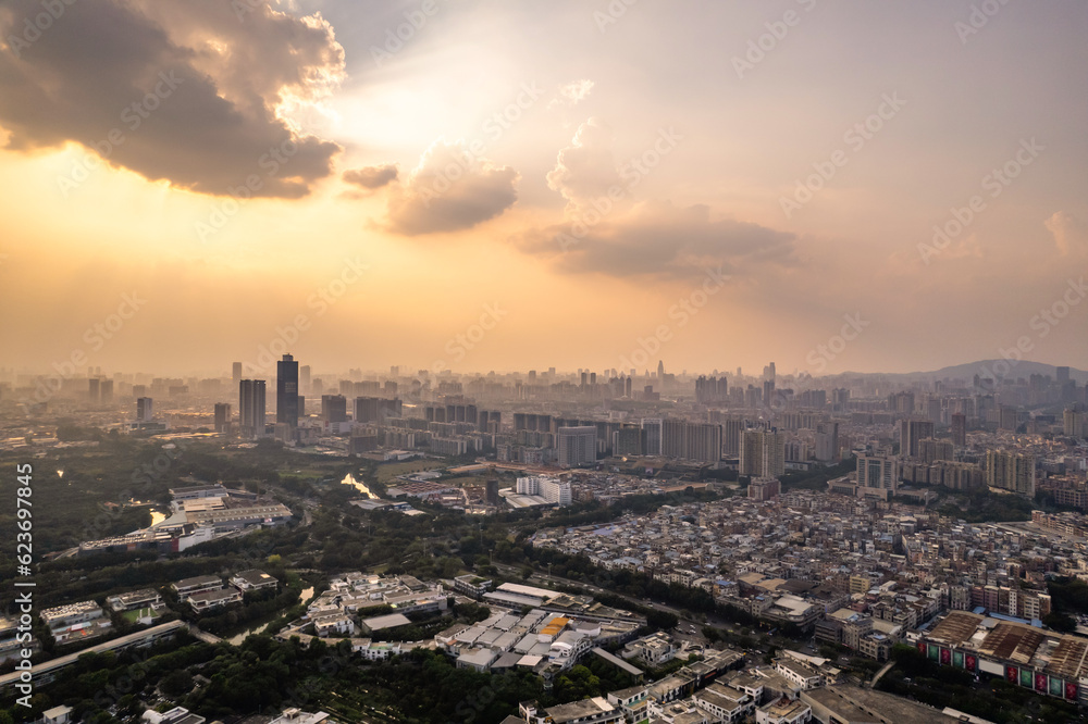 cityscape of guangzhou at dusk