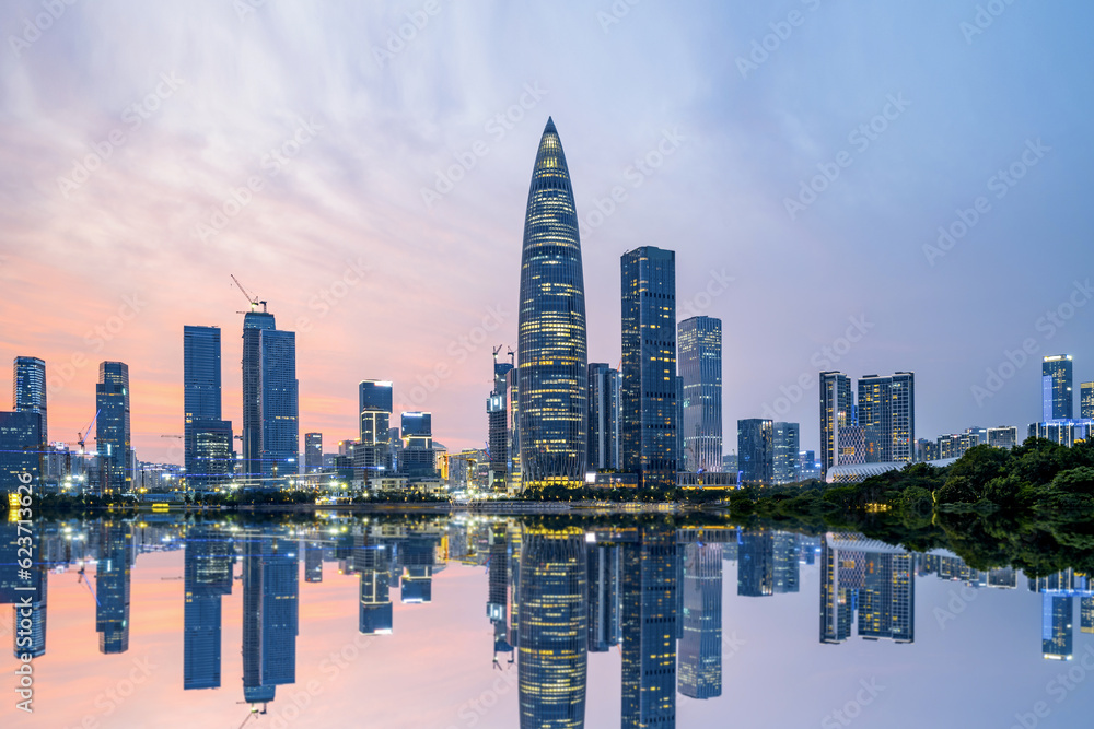 Skyline of Houhai CBD buildings, Nanshan District, Shenzhen, China