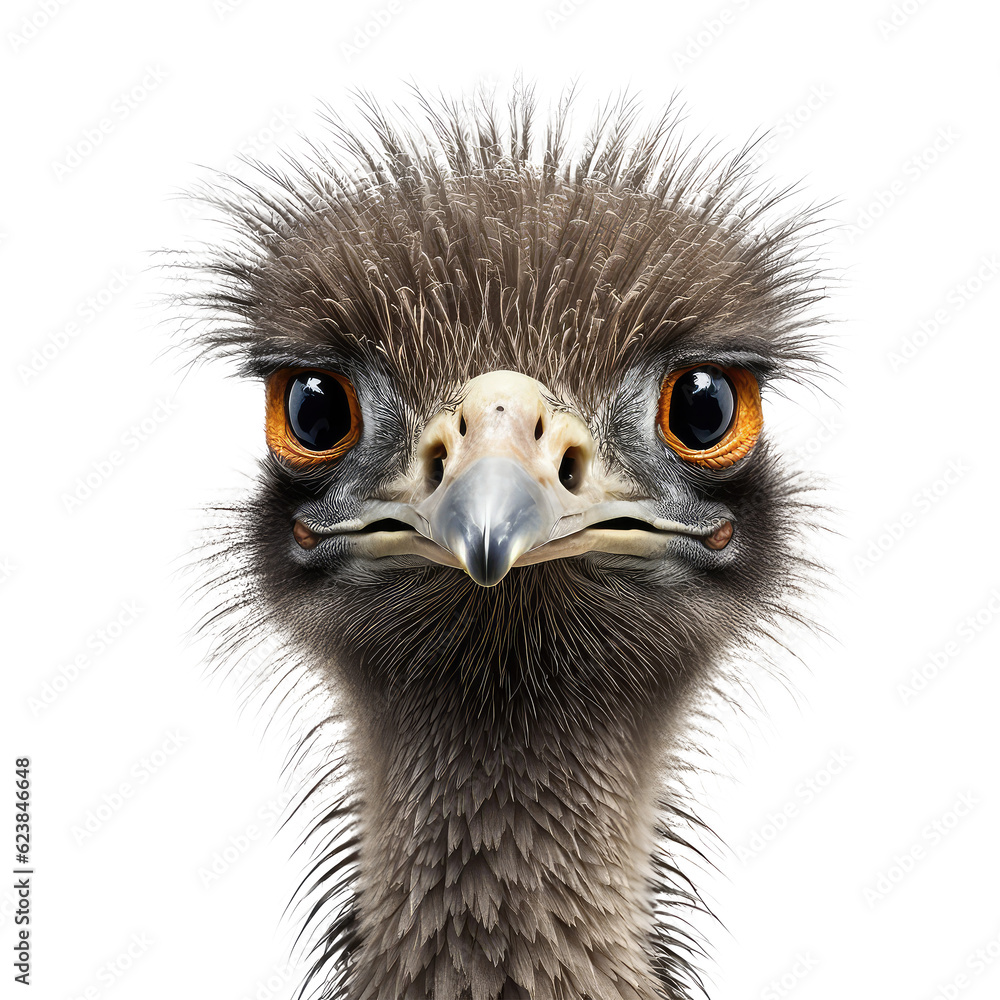 ostrich isolated on white.