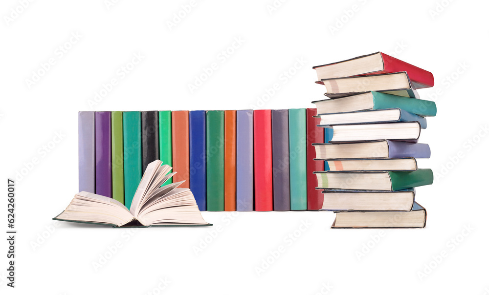 books on white background