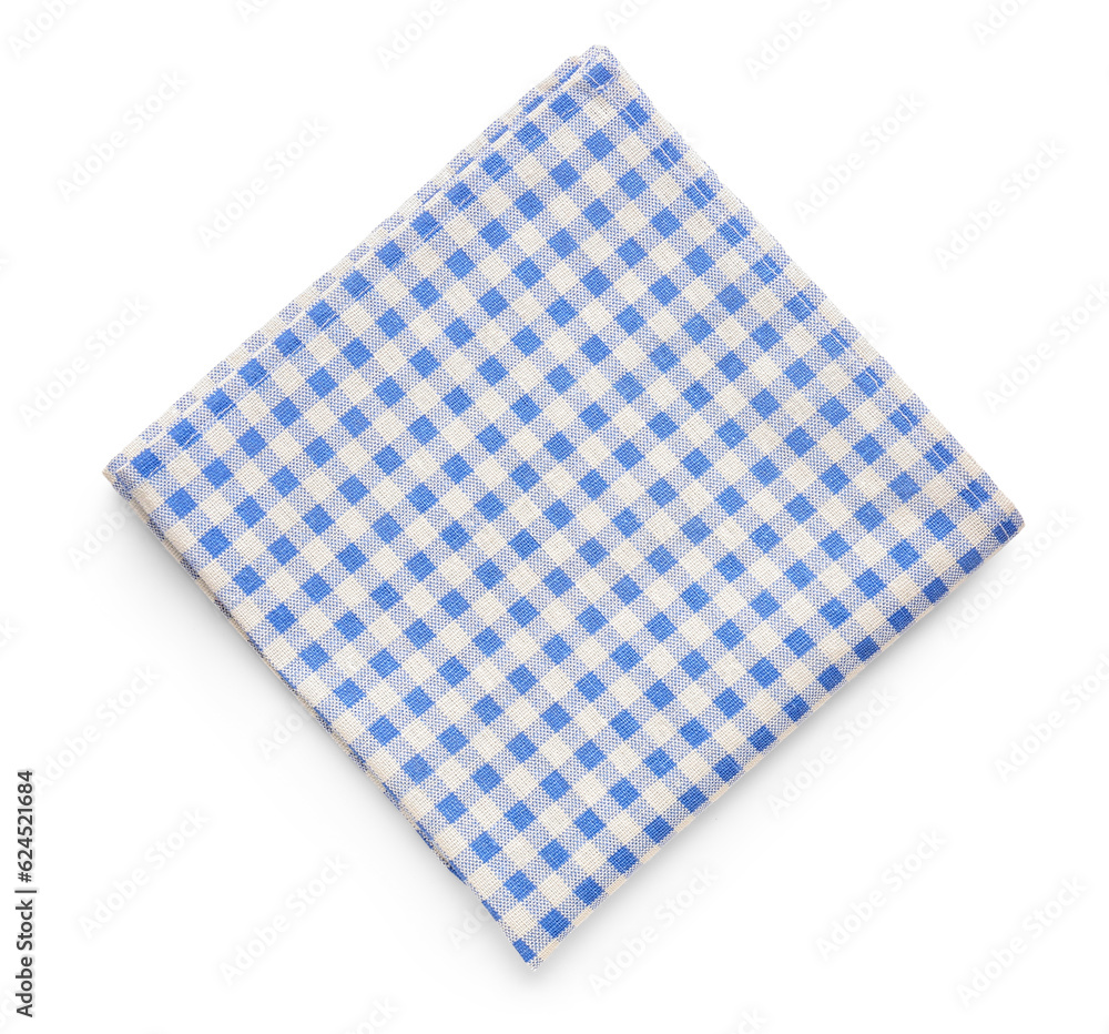 Checkered clean napkin on white background