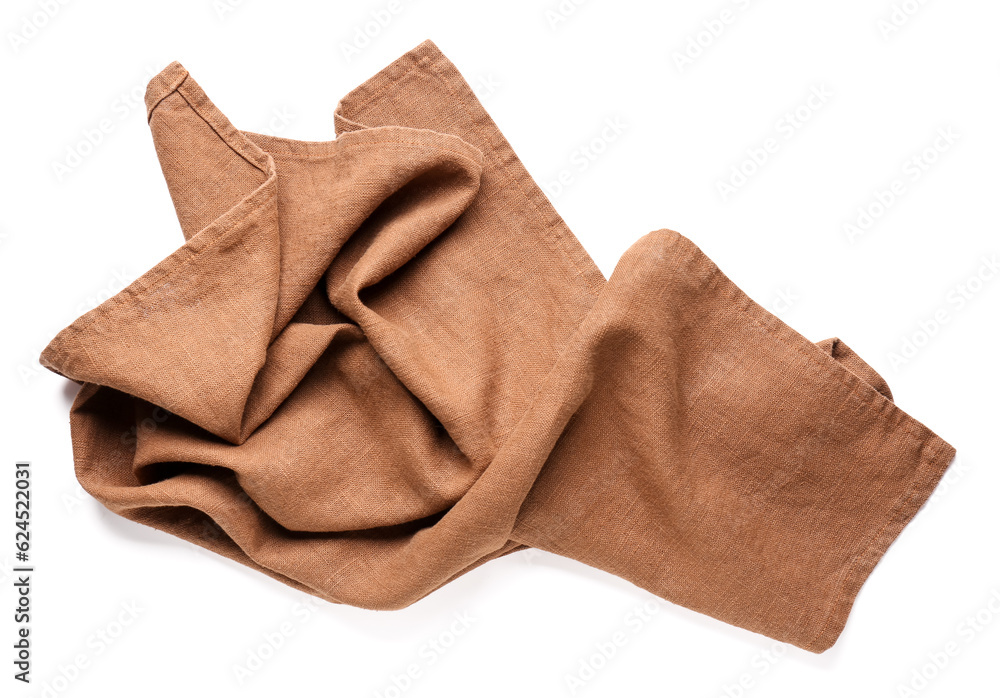 Crumpled cotton napkin on white background