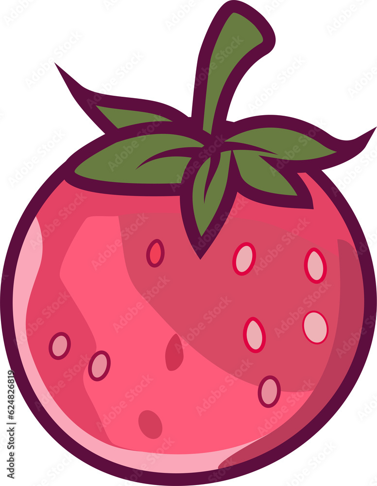 Flat simple strawberry icon. Vector Illustration